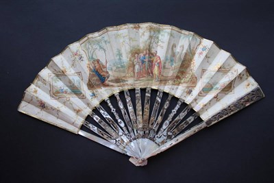 Lot 278 - Joseph Sold Into Slavery: A Mid-18th Century Mother-of-Pearl Fan, the leaf possibly Dutch, the...