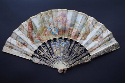 Lot 282 - Flora and Zephyr: An 18th Century Ivory Fan, circa 1760's to 1770's, the monture ornate with...