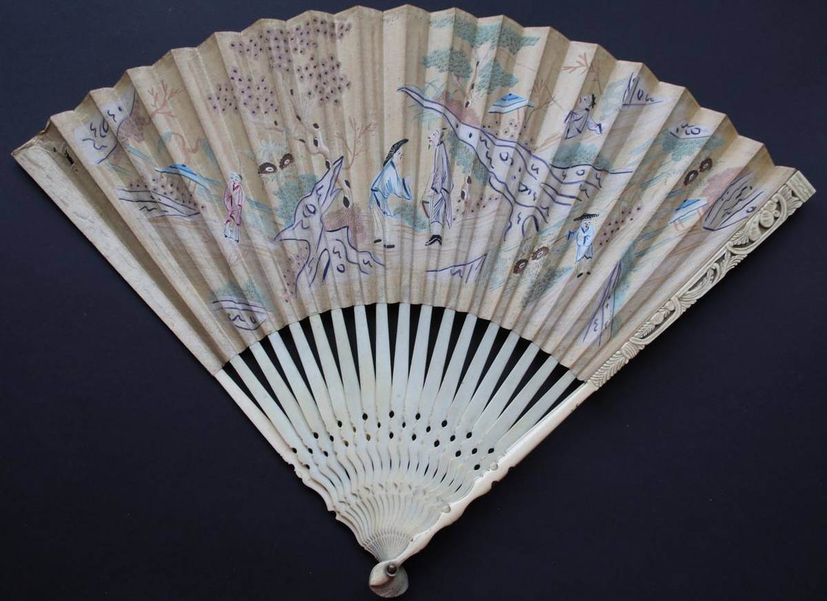 Lot 293 - A Very Slender and Understated 18th Century Chinese Ivory Fan, Qing Dynasty, the guards quite...
