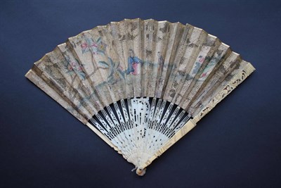 Lot 296 - Deference: An Ivory Fan, possibly 1730's to 1740's, the monture carved and pierced. The upper...