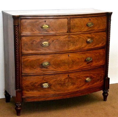 Lot 990 - A George IV Mahogany, Tulipwood Crossbanded and Boxwood and Ebony Strung Bowfront Chest of Drawers