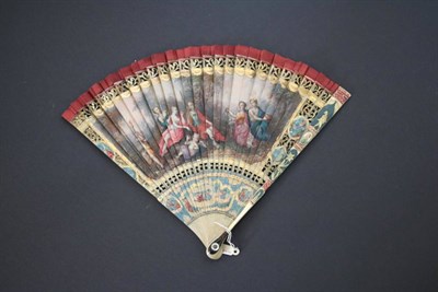 Lot 304 - A Good Early 18th Century Ivory Brisé Fan, carving in relief on the guards, the inner sticks...
