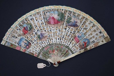 Lot 305 - An 18th Century Bone Brisé Fan, with twenty-seven inner sticks and two guards, with...