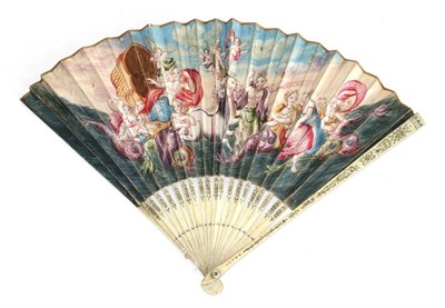Lot 312 - The Triumph of Neptune: A Very Early 18th Century Ivory Fan, perhaps earlier, with very slender...