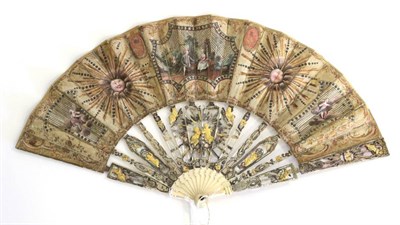 Lot 321 - The Sun King: A Mid to Late 18th Century Ivory Fan, the monture heavily gilded and silvered,...