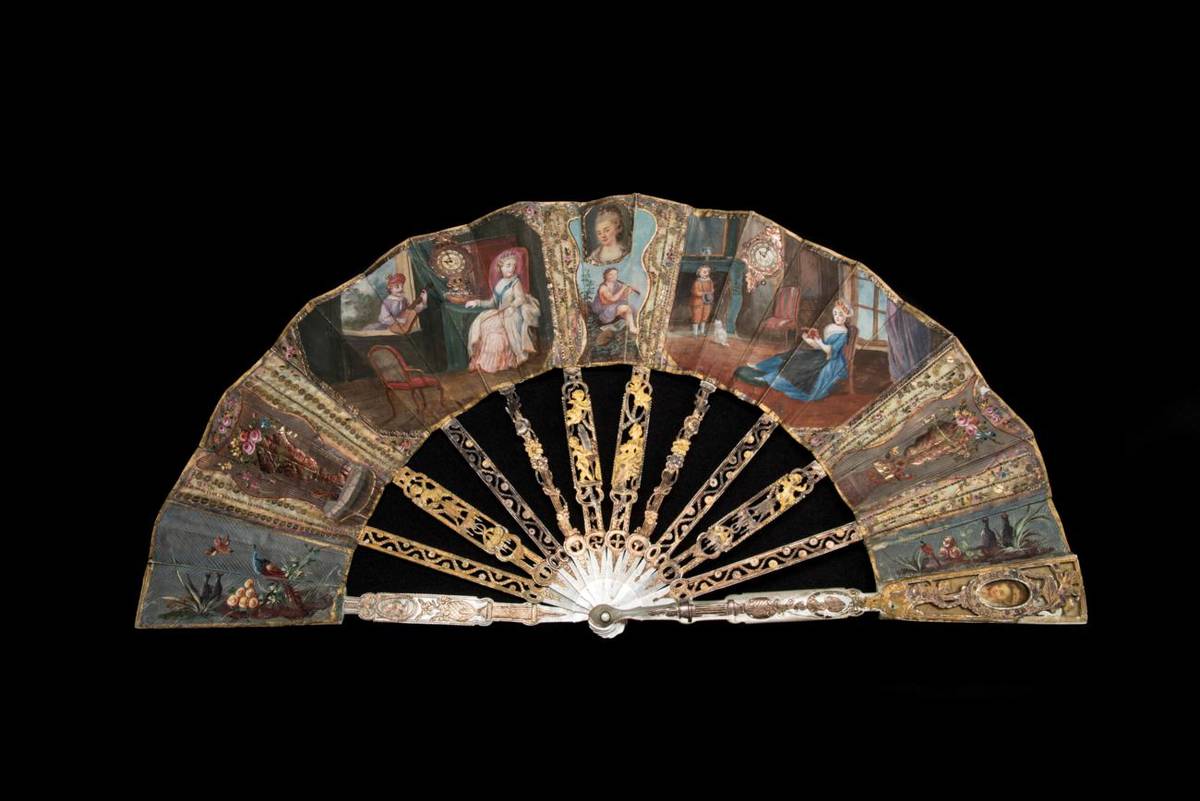 Lot 325 - As The Hours Pass: A Highly Unusual Mid to Late 18th Century Mother-of-Pearl Fan, the heavy...
