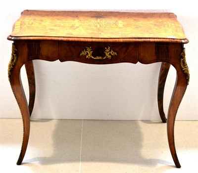 Lot 995 - A Victorian Figured Walnut and Floral Marquetry Writing Desk, late 19th century, in Louis XV style