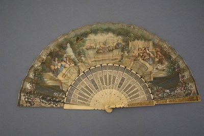 Lot 341 - An 18th Century Ivory Fan, the monture Chinese Export, the guards carved in panels of small...