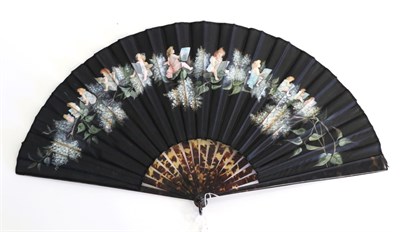 Lot 346 - The Art Class: A Charming Late 19th Century Tortoiseshell Fan, the ribs a continuation of the...