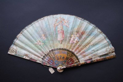 Lot 348 - The Flower Meadow: A 19th Century Ivory Fan, painted in autumnal colours, the gorge with a...