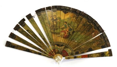 Lot 364 - A 19th Century Ivory Brisé Fan, varnished in the ";Vernis Martin"; fashion, in autumnal...
