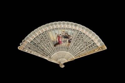 Lot 369 - Admiral Lord Nelson at Trafalgar: A Fine Carved Ivory Brisé Fan, circa 1805-10, the central...