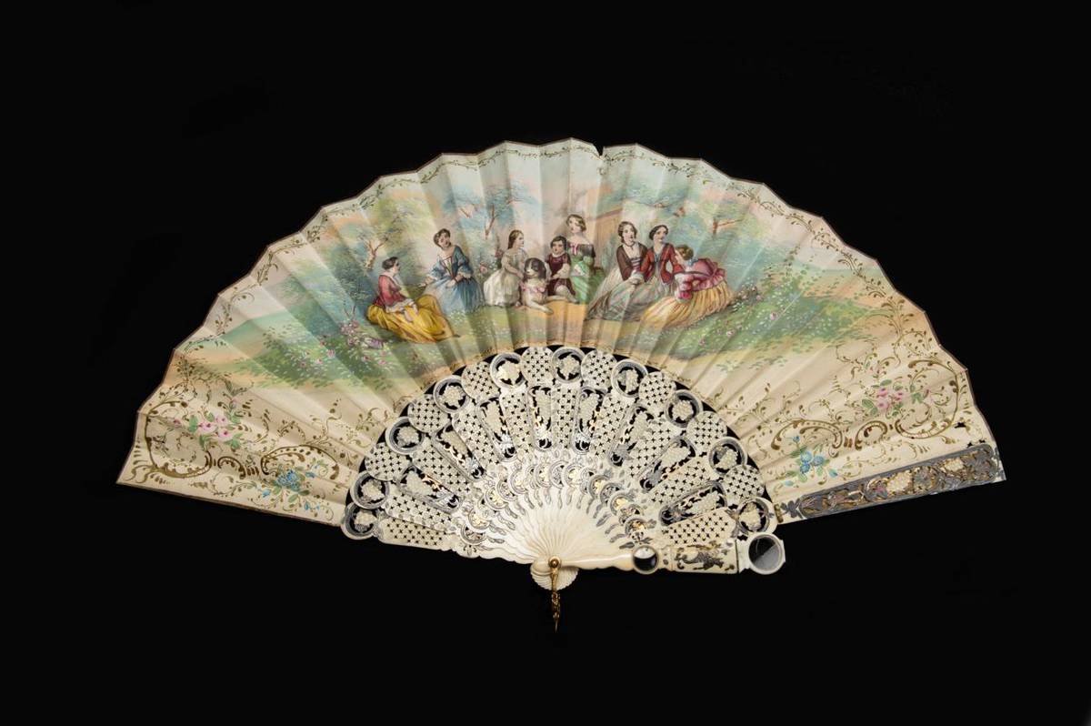 Lot 373 - A Mid-19th Century Ivory Fan, with tilting magnifier and ruler integrated as an addition to the...