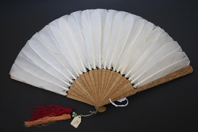 Lot 380 - Four 19th Century Chinese Fans, Qing Dynasty, to include a carved monture, probably ivory,...