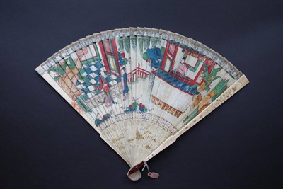 Lot 387 - An Early 18th Century Chinese Ivory Brisé Fan, Qing Dynasty, with tortoiseshell thumb guards,...