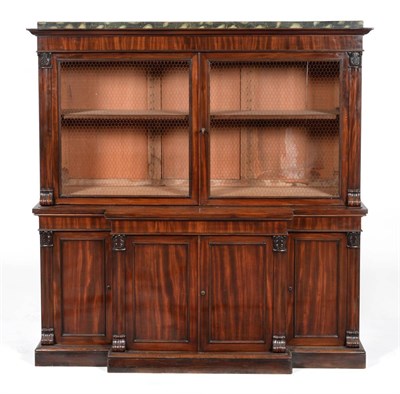 Lot 1013 - A Regency Mahogany Dwarf Bookcase, in the manner of T G Seddon, early 19th century, the faux marble