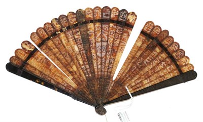 Lot 398 - A Small Fine Early 19th Century Chinese Carved Tortoiseshell Brisé Fan, Qing Dynasty, with 24...