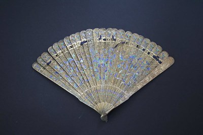 Lot 402 - A Circa 1840's Chinese Gilded Silver Metal Filigree Brisé Fan, Qing Dynasty, further...