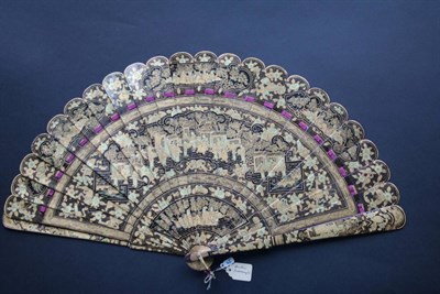 Lot 403 - A Fine Mid-19th Century Chinese Wooden Brisé Fan, Qing Dynasty, elaborately lacquered in black and