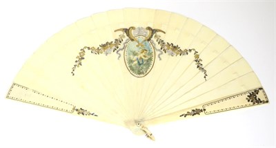 Lot 460 - A Circa 1860's to 1880's Large and Substantial Ivory Brisé Fan, probably Austrian, with a...