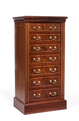 Lot 1029 - A Victorian Mahogany and Parquetry Decorated Wellington Chest, late 19th century, the moulded...