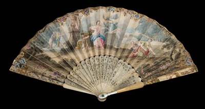 Lot 475 - Flora and Zephyr: An 18th Century Carved and Pierced Ivory Fan, with mother-of-pearl thumb...