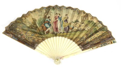 Lot 2 - The Judgement of Paris: An 18th Century Ivory Fan, with plain, simple gorge sticks, the guards...