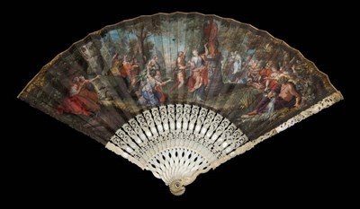Lot 6 - Daphne Fleeing Apollo: A Fine Circa 1700 or Earlier Ivory Fan, with elaborate and intricate...