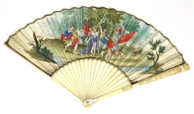 Lot 11 - Achilles and the Daughters of Lycomedes: An Early 18th Century Ivory Fan, the gorge plain, both...
