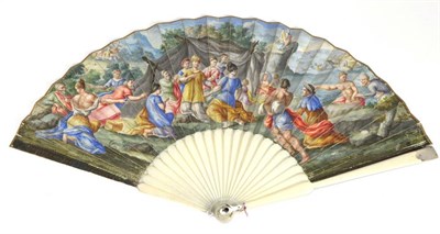 Lot 20 - Moses and the Israelites in the Promised Land: An Early 18th Century Ivory Fan, the sticks...