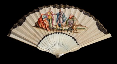 Lot 28 - Jacob and Leban: A Circa 1740 European Fan, the double paper leaf painted in gouache with gold...