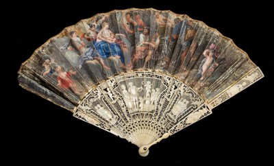 Lot 30 - Venus in Vulcan's Forge: An 18th Century Ivory Fan, circa 1750, the exceptional monture is...