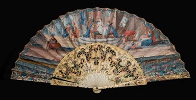 Lot 31 - Apelles and Campaspe: A Mid-18th Century Ivory Fan, painted in light mustard and green with touches