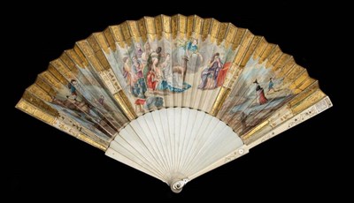 Lot 35 - The Sacrifice of Iphigenia: A Fine Mid-18th Century Ivory Fan, the gorge plain, the guards...
