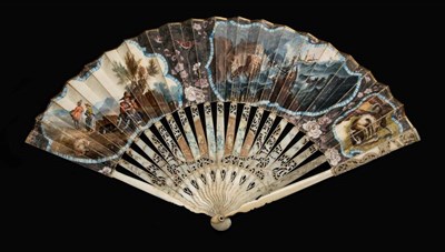 Lot 42 - Shipwreck on the High Seas: A Pierced and Carved 18th Century Ivory Fan, with upper sections of the