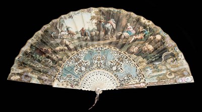 Lot 46 - Animal Husbandry: An 18th Century Carved and Pierced Ivory Fan, the guards most unusually...
