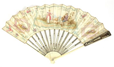 Lot 50 - Musical Interlude: An 18th Century Ivory Fan, circa 1770's-1780's, the monture silvered and gilded