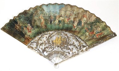 Lot 57 - Village Revelry: A Colourful and Amusing 18th Century Mother-of-Pearl Fan, the guards and gorge...