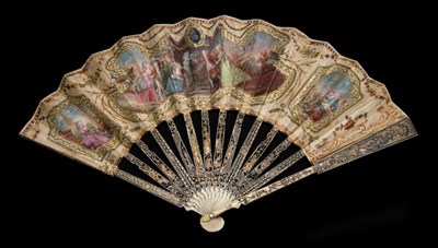 Lot 68 - Hommage to Cupid: A Mid to Late 18th Century Ivory Fan, the monture carved and pierced,...