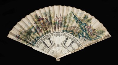 Lot 81 - A Circa 1730 to 1740's Carved Ivory Fan, the guards intricately carved in the Chinese export style