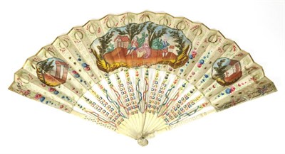 Lot 84 - A Mid-18th Century Ivory Fan, with découpé leaf. The monture is both carved and pierced, and some