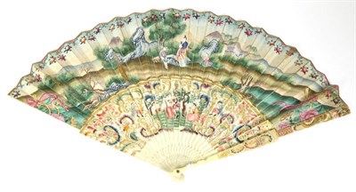 Lot 91 - A Late 18th Century Ivory Fan, the monture carved, pierced and painted, the guards with cornucopia