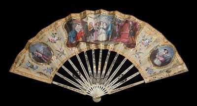 Lot 97 - The Crowning of the Rose Queen: A Late 18th Century French Fan, with ivory sticks and guards,...