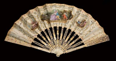 Lot 100 - Total Extravagance!: A Fine and Elaborately Gilded and Silvered, Carved and Pierced Ivory Fan....