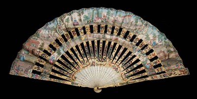 Lot 112 - A Fine Mid-18th Century Ivory Cabriolet Fan, from the reign of Louis XV, the cabriolet being...
