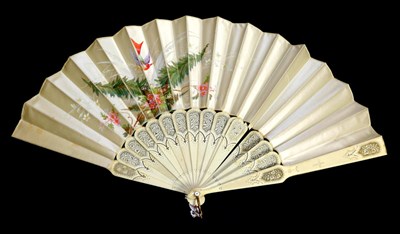 Lot 124 - A Circa 1880's Bone Fan, with pierced and decorated gorge and guards, the simple piercing with...