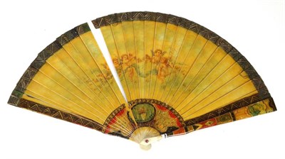 Lot 127 - A Late 19th Century Varnished Brisé Fan, of the type known as Vernis Martin, the ivory (?)...