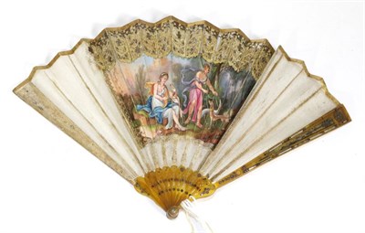 Lot 141 - A Small and Dainty Regency Horn Fan, with barrel rivet, the monture clouté with steel, and...