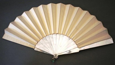 Lot 156 - A Circa 1880's White Mother-of-Pearl Fan, the double silk leaf in plain cream, of the type normally
