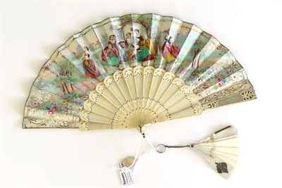 Lot 159 - The Flower Fairies: A 1850's-1860's Bone Fan, the monture carved and pierced in bands, some forming